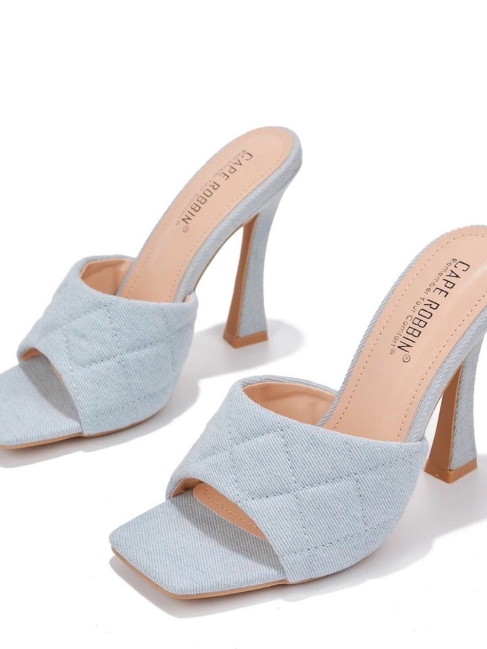Cape Robbin Quilted Open-Toe High Heel Mules NWOB